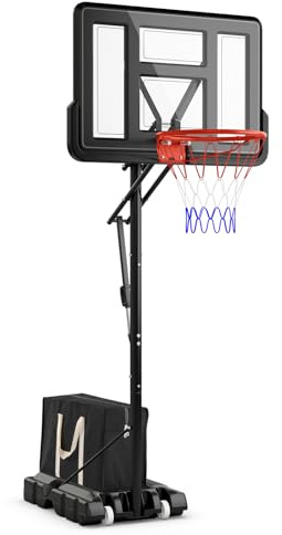 COSTWAY 10ft Basketball Hoop and Stand, Adjustable Height Portable Basketball System with Sturdy Base, Wheels and Weight Bag, Indoor Outdoor Freestanding Backboard Set for Kids Adults (Red+White+Blue)