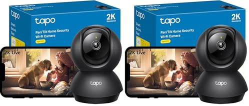 Tapo 2K(3MP) Caméra Surveillance WiFi intérieure 360° C211, Vision Nocturne, Notifications en Temps réel, Détection de Personne, Suivi de Mouvement, Télécommande, Compatible avec Alexa, Noir