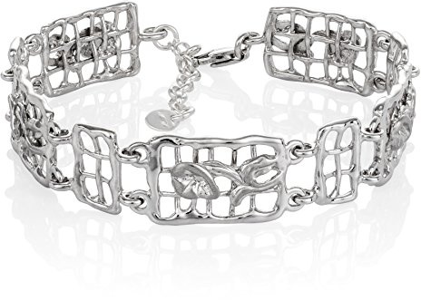 Damen Silberarmband Mit Floralem Rechteckigem Design Aus Sterling-Silber