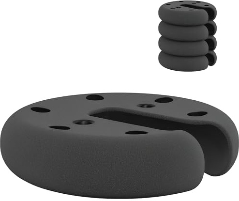 Outsunny Lot de 4 lestages pour parasols Dalles de Parasol Circulaire pour tonnelle Barnum Tente diamètre 20 cm épaisseur 4,5 cm polyéthylène Noir