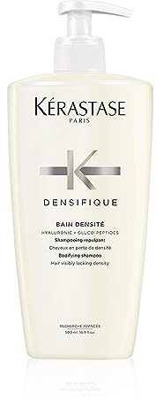 Kérastase Densifique Femme, Champú Densificante, Aumenta el Volumen, Corporiza y Revitaliza la Fibra, Enriquecido con Ácido hialurónico y Glucopéptidos, Cabello Fino y Debilitado, Bain Densité, 500 ml