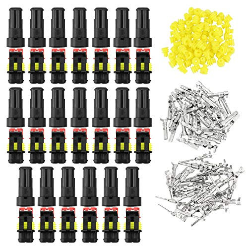 BUZIFU 20 Sets Waterproof Connector,2 Pin Electrical Terminal Wire Connector IP67 AMP PA66 Nylon 12V 1.5mm Car Electrical Connectors Plug Terminal Plug Power Plugs for Car Motorcycle Caravan Boat