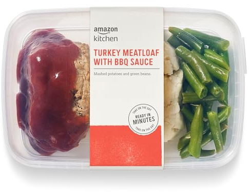 Amazon Kitchen, Turkey Meatloaf with BBQ Sauce, Single Serve Meal, 12.5 Oz