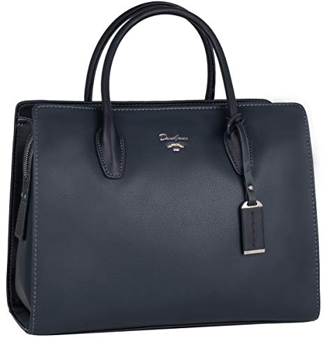 David Jones - Damen Große Handtasche Henkeltasche - Tote Shopper PU Leder - Schultertasche Viele Fächer Multi Pocket - Zip Umhängetasche - Frau Elegante City Tasche - Mode Arbeit Büro - Dunkelblau