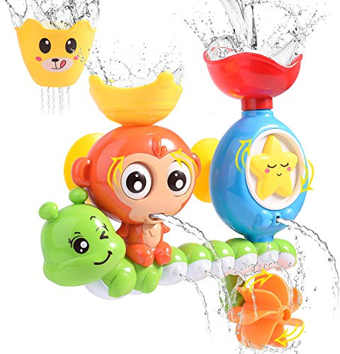 HellDoler Badespielzeug,Badewannenspielzeug Wasserfall Wasserstation mit Einer stapelbaren Tasse Springbrunnen Wasserdusche Spielzeug für Kinder