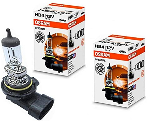 2x Osram HB4 51W 12V 9006 Original Weiß Long Life High Tech Ersatz Halogen Birne für Scheinwerfer, Fernlicht, Nebelleuchte vorne - E-geprüft