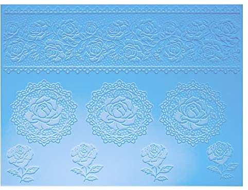 Ideen mit Herz Silikon-Dekormatte | Silikonform Fondant | Höhe: 2mm | Spitzen-Design | ideal zur Herstellung von Bordüren in Spitzenoptik | Werkzeug zum Formen von Fondant (Design 23 | 39cm x 29,5cm)