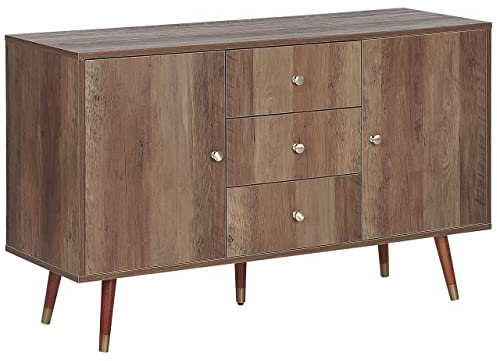 Beliani Modernes TV Lowboard Dunkelbraun mit 3 Schubladen und 2 Schränken Ulika