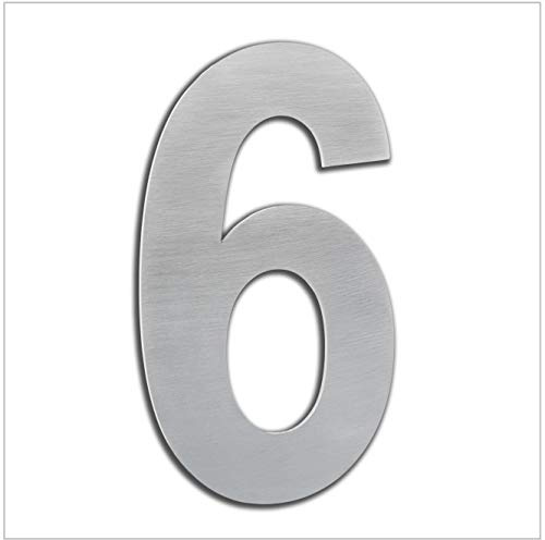 HERRAJES EVI Numero civico esterno, portale o garage, 16 cm, acciaio inox AISI 304, installazione adesiva (numero 6), 160 mm