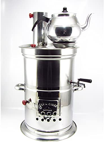 Holzkohle Samowar Kömürlü Odun Semaver Camping Teekocher mit Teekanne (5 L)