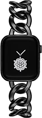 KAGOWEAR 42/44/45/46mm Black Smartwatch Bands for Women Apple Watch Straps SE 3/11/10/9/8/SE/7/6/5/4 Cool Chain Men Replacement Strap for Iwatch Band SE 3/11/10/9/8/7 Gift for her