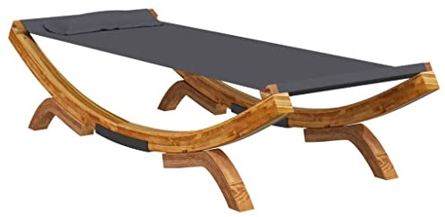 vidaXL Bugholz Loungebett mit Dach Sonnenbett Gartenliege Lounge Outdoor Bett Hängematte Sonnenliege 100x188x44cm Massivholz Anthrazit