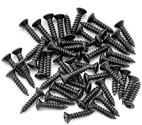 Musiclily Ultra UNC#4-40x1/2 Zoll Schlagbrett Schrauben Schwarz 50er Set | Edelstahl, für USA Fender Style E-Gitarre oder Bass