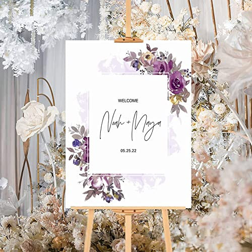 Panneau de bienvenue de mariage en bois rustique de luxe en bois pour fiançailles, fête prénuptiale, anniversaire de mariage, décoration de fête de mariage, 30,5 x 40,6 cm