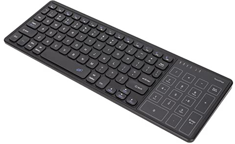 AMONIDA Teclado Inalámbrico con Panel Táctil, Sensible y Duradero, Tamaño Portátil, 2,4 GHz, Diseño de Panel Táctil Inalámbrico, Teclado Táctil para Oficina (Negro)
