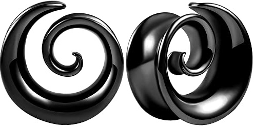Vankula Örontunnlar sadel kött plugg mätare spiral rostfritt stål för sträckt expanderande kroppspiercing 8 mm till 25 mm, 10mm(00G), Metall