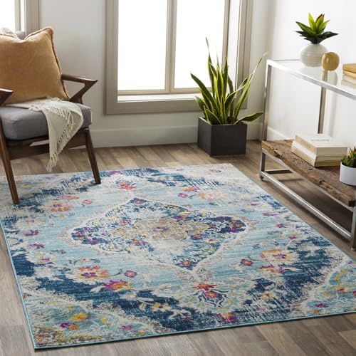 Livabliss Palma Vintage Runner, Boho – 90x150 cm, Blue, Fuchsia & Mustard