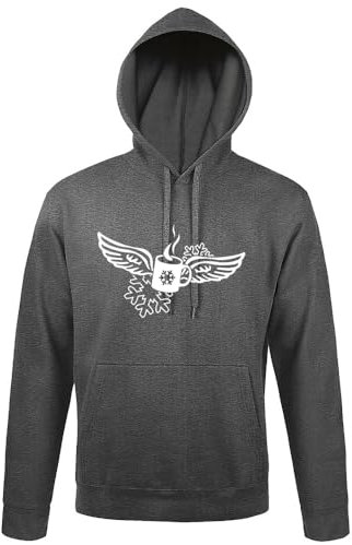 shirt84 Tasse à vin chaud avec ailes d'ange à capuche pour homme, Gris foncé chiné, M