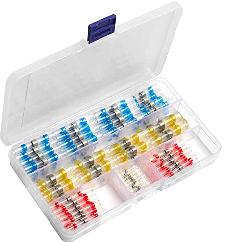 Irfora 120 pièces/boîte Gaine thermorétractable étanche Assortie Manchon d'étanchéité à souder Connecteur de fil Gaine thermorétractable Connecteur de choc avec mallette de rangement pour bricolage