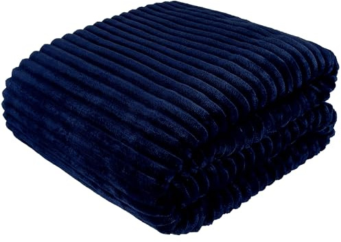 Cottonmarket Filtar 170 x 210 cm – dubbelsidigt överkast – gosig filt för vardagsrum och sovrum – soffpläd – överkast för soffa – pälsfilt – marinblå