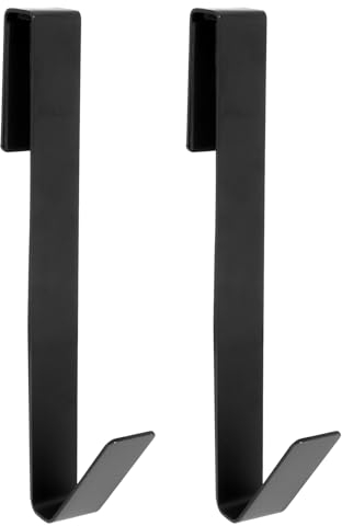 Sibba Erweiterte DuschtüRhaken 2Stücke Edelstahl-Handtuchhaken Einfach GlastüRhaken Badezimmer-ZubehöR Bademantel Handtuchhaken Robuste Bohrfreie VerläNgerte Duschwand Glasduschhandtuchhaken(Schwarz)