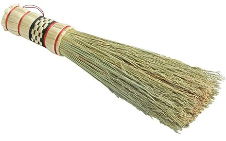 JECOMPRIS Straw Wok Brush Long Handle 28cm Natural Fiber Pot Scrub Brush Multi-use Kitchen Cleaning Tool for Dish and Wok Care