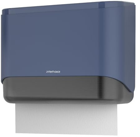 interhasa! Dispensador de toallas de papel comercial para montaje en pared, gran capacidad para 200 toallas multiplex/plegadas/dobleces C, dispensador de papel de baño (azul)