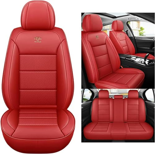 RWTECH Sitzbezüge Auto Autositzbezüge Universal Set für VW T-Cross T-ROC Taigo Tiguan Tiguan Allspace Touareg 5-seat Caddy Life Touran Amarok Auto Zubehör, Rot