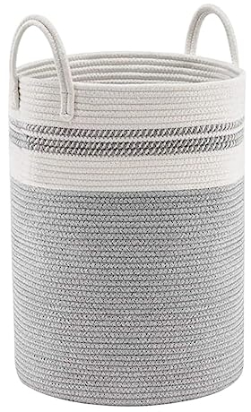 Cesta para la colada Cesta para la ropa Cesta para la colada Cesta para la colada con asas Cesta para la colada de cuerda de algodón tejida para dormitorio, baño, cesta para la colada (A 14,9 x 19,6