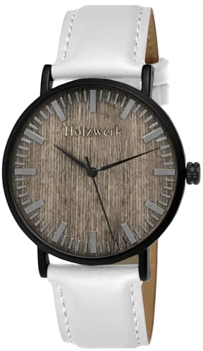 Holzwerk Germany Handgefertigte Flache Designer Unisex Herren Uhr Damen Öko Natur Holz Armband Analog Klassisch Quarz Braun Schwarz Leder-Armband