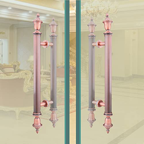 Heavy Duty Sliding Barn Door Handle Bar Replacement Decorative,Modern Pull and Flush Gate Handle Set for Shower Barndoor Furniture Cabinet Closet (Red Copper Long 80cm/31.5 inch) (Red Copper Long 10