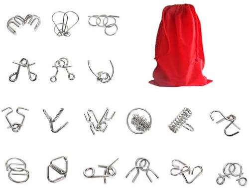 18 Stück Metall Knobelspiele, Knobelspiele Kit Denksportaufgaben Metallpuzzle Entwirrung Puzzles Geduldspiele Set für Erwachsene und Kinder