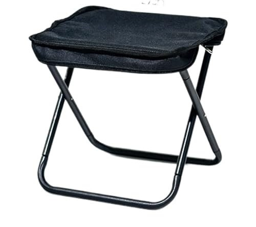 klapphocker Handtaschentyp Faltbarer Kleiner Hocker Kreative Tasche Lagerbarer Angelhocker Picknick Handgepäck Campingstuhl Campinghocker(Black)