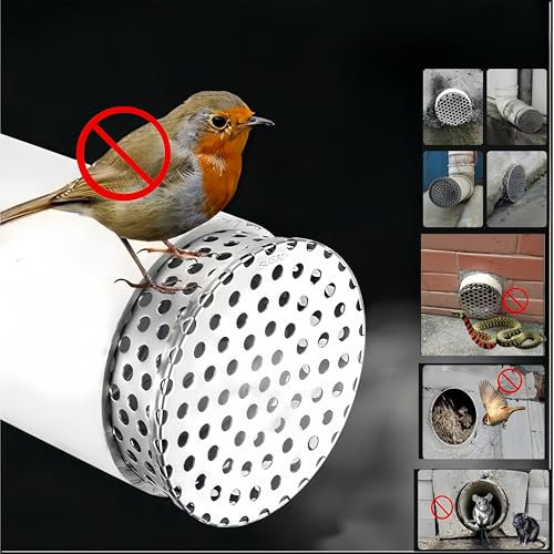 Protectores de canalón Downsport - Filtro de acero inoxidable de 9 cm, protectores de canalón para evitar el bloqueo de las hojas, evitan que las serpientes, ratones y pájaros entren en la casa a