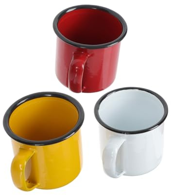 PRETYZOOM Taza De Esmalte Vintage Pequeña 6 Cm, Juego De 3 Piezas (,) Resistente a Altas Temperaturas, Antioxidante, para Agua, y Té Hogar, Oficina y Restaurante