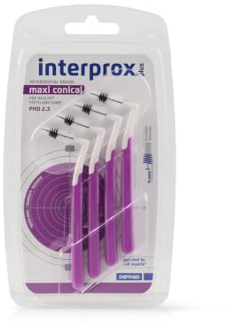 Interprox Plus X Maxi Conical 4 Bürsten, Anti-Placca und Anti-Karie, geeignet für größere Zwischenräume (PHD 2.6), Hals 90 Grad, geeignet für die hinteren Zähne