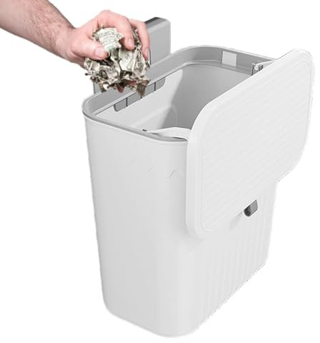 Mwqpgyh 10L Hanging Kitchen Bin With Lid - Kitchen Waste Bin Hanging Trash Can With Cover Recycling Bins Kitchen Compost Bin, Food Waste Bin Rubbish Bin Kitchen Counter Bin 27x13x29cm Garbage Bin