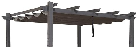 PURPLE LEAF Toile Pergola 3 x 3 m Rétractable Toile de Toit Rechange Gris | Compatible avec Pergola jardin extérieur PURPLE LEAF 3 x 3 m, Polyester 180 g/m², Résistant à l’usure, Installation facile