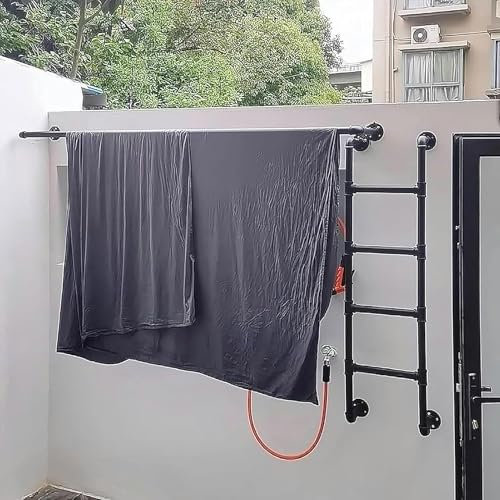 TATITZRO Wall Mounted Metal Step Ladder, Basement Window Well Egress Ladder Universal Climbing Ladders for Attic,Dorm,Library,Roof,Balcony,Deck,RV, Attic Bunk Bed Ladder(155cm/61in)