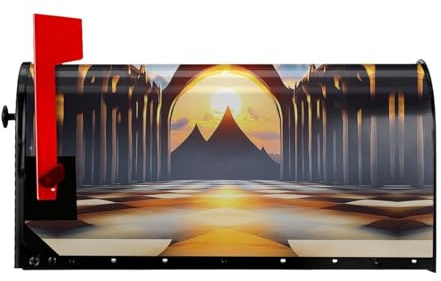 White Arched Arch, Double Star Sunset Mailbox Covers Winter Magnetic Mailbox for Garden Home Christmas Wraps Post Letter Box Cover Decorations Standard Size 25.5 * 21 inches (64.7 * 52.6cm)