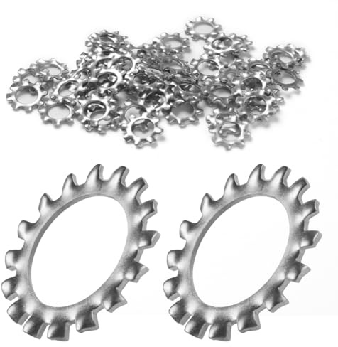 FOMGIIN Arandelas de Bloqueo Dentadas Externo M5 x 10mm, 100 Piezas Arandelas de Seguridad de Velocidad Rápida de Acero Inoxidable 304, Arandela de Resorte de Onda Bloqueo