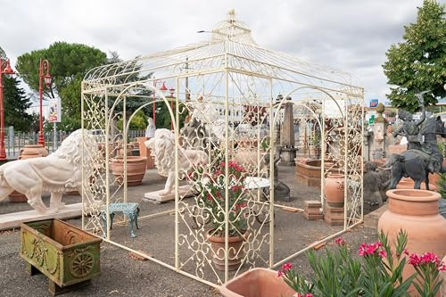 Biscottini Gazebo Esterno Resistente 400x365x400 cm in Ferro Battuto Robusto - Stile Vintage da Giardino