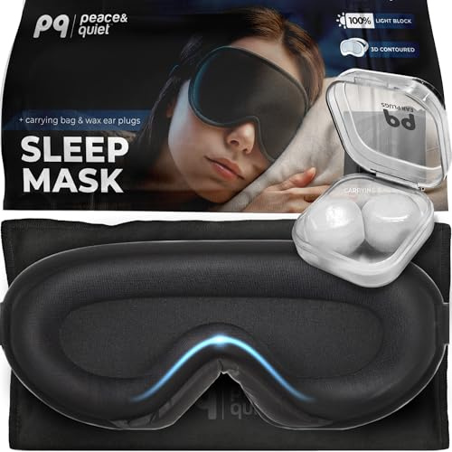 Peace&Quiet | PQ Schlafmaske für Seitenschläfer – 3D-konturierte, lichtblockierende Schlafmaske für Damen und Herren, leichte und weiche Augenschattenabdeckung für tiefe Erholung, Premium-Qualität