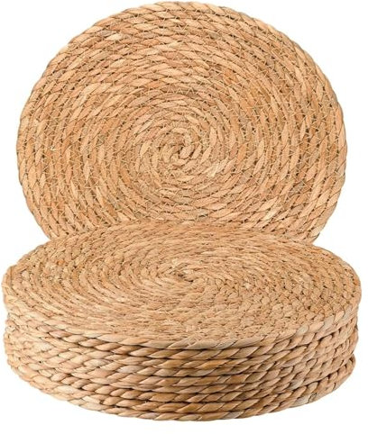 LOVSSU Tovagliette Intrecciate Tovagliette Rotonde Intrecciate in Paglia, tovagliette in Rattan Intrecciato, tovagliette Resistenti al Calore for Tavolo da Pranzo per Natale Partito Cucina(38x38cm)