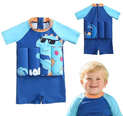 Costume da bagno galleggiante per bambini piccoli, tuta da bagno galleggiante unisex gilet nuoto rapido asciugatura motivo dinosauro per bambini ragazze piscina spiaggia estate sport acquatici nuoto