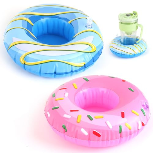 2 Stück Getränkehalter Pool Aufblasbar aus PVC 19×19 cm – Aufblasbare Getränkehalter für Schwimmbecken, Schwimmendes Aufblasbarer Flaschenhalter für Poolparty, Strand, Urlaub, Erwachsene & Kinder