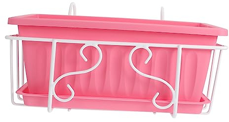 UPKOCH Support Pots de Fleurs Suspendu Balcon Plateau Rectangulaire, Jardinière Plastique Rose Petite Taille, Accessoires Jardin pour Décoration Balcon Extérieur Intérieur