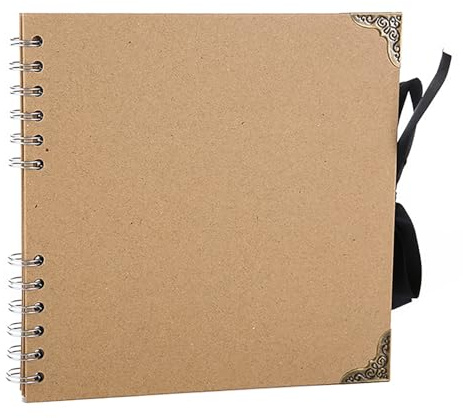 SHUBEIEUMI Fotoalbum zum Selbstgestalten, 60 Seiten Fotoalbum zum Einkleben, Fotobuch Personalisierbar (21x21 cm), DIY Scrapbook für Familie, Jahrestag, Valentinstag und Hochzeit (Khaki)