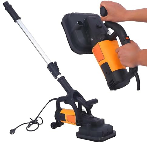 Levigatrice Elettrica A Palo - Levigatrice Per Cartongesso Senza Polvere Per Soffitti Con Aspiratore,Testa A 4 Angoli Per Stabilità, Asta Allungabile,Per Rimozione Di Soffitti A Popcorn Utensile