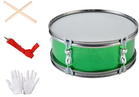 perfeclan 35 cm große Marching Snare Drum, Single Sound Band Drum, multifunktional, für Anfänger, Rand aus Aluminiumlegierung, leicht, mit Tragegurt, GrÜn